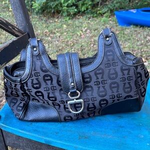Etienne Aigner Black Monogram Shoulder Bag